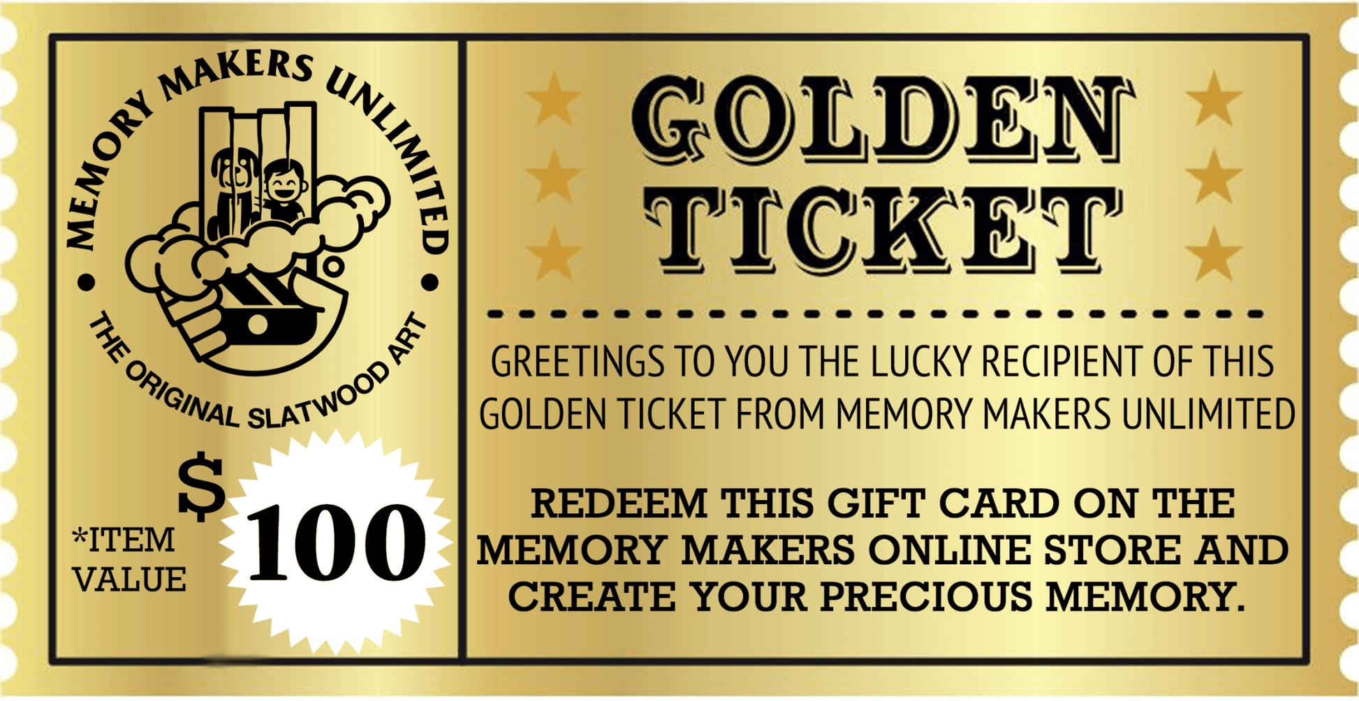 Golden Ticket Gift Card (Digital) - Memory Makers Unlimited