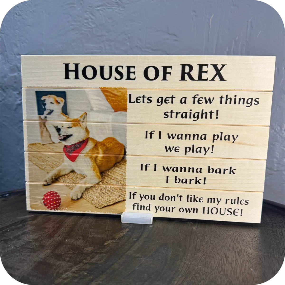 Dog Lover Wood Photo Board - "House of [Dog's Name]" (8×12)